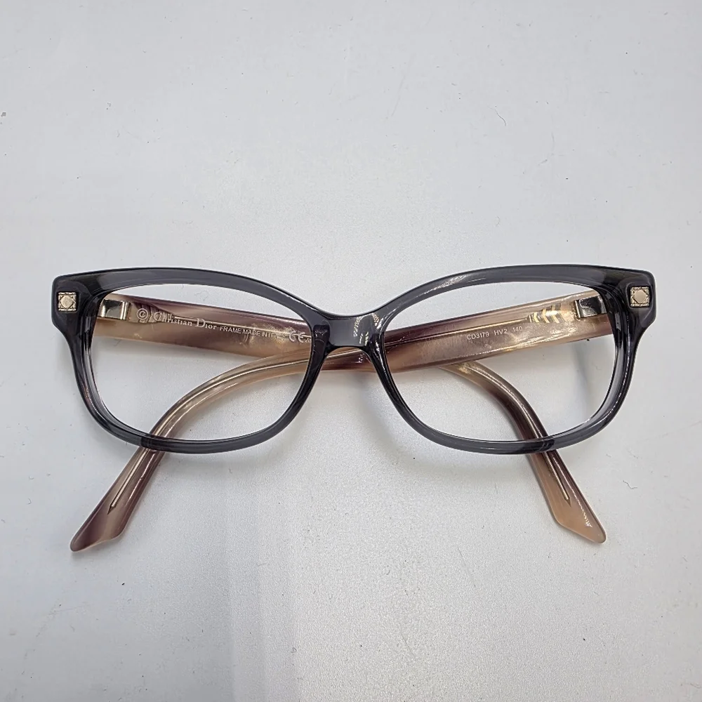 Christian Dior CD3179 HV2 Eyeglass Frames Transparent Grey Square 52mm Authentic